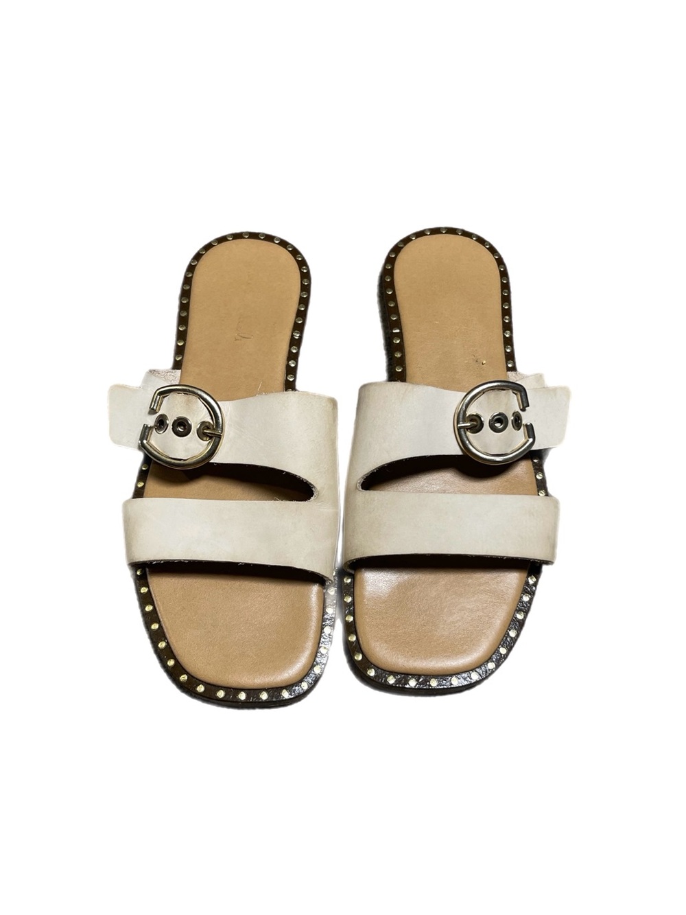 Mila Paoli Leather Studded Buckle Strap Sandals Made in Italy